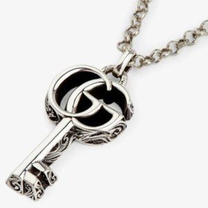 Gucci Sterling Silver GG Marmont Key Necklace 19.5